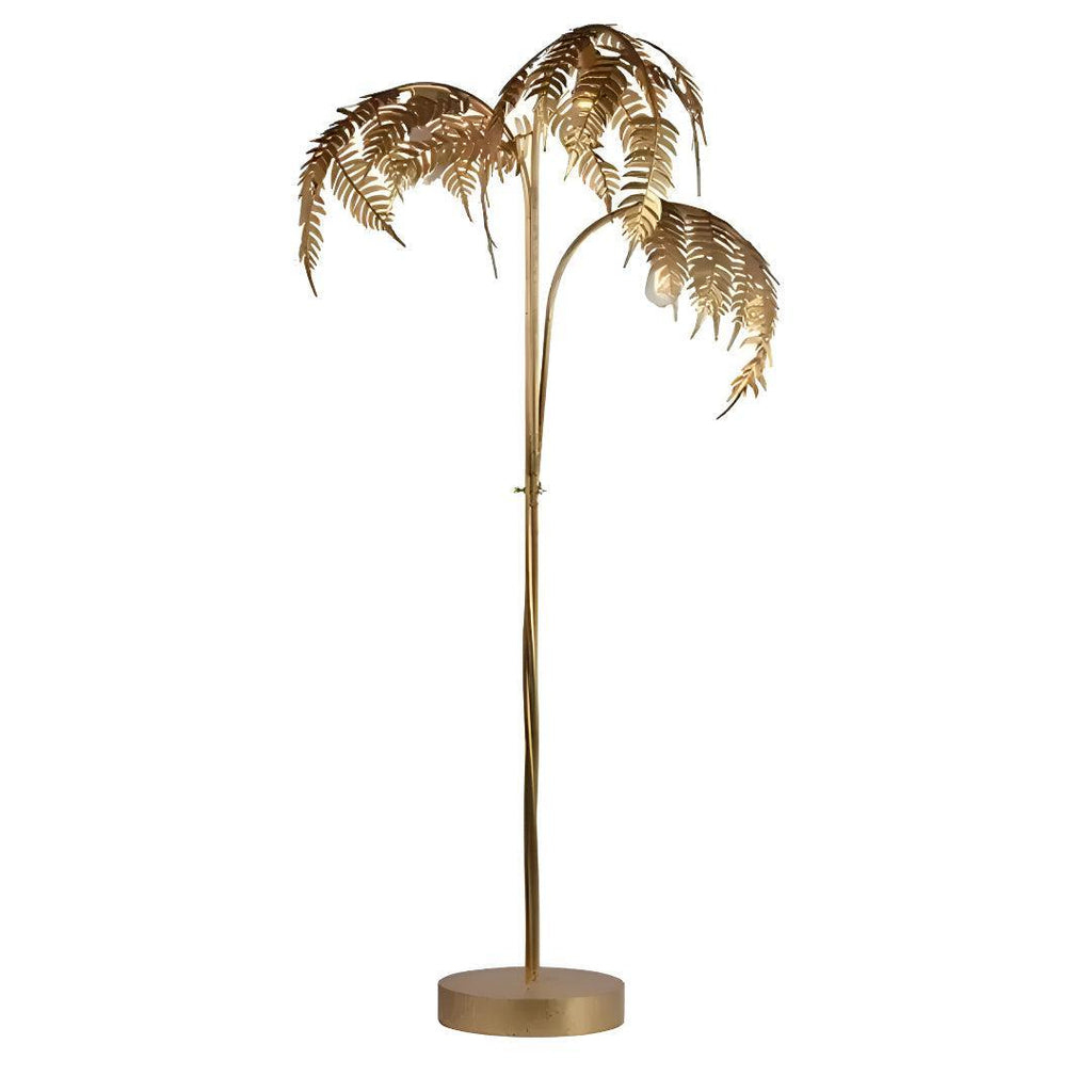 Lampada da Terra Tropicale a Palma Dorata per Illuminazione Moderna della Casa