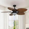 Ventilatore a Soffitto con Pale a Foglia Tropicale e Luce