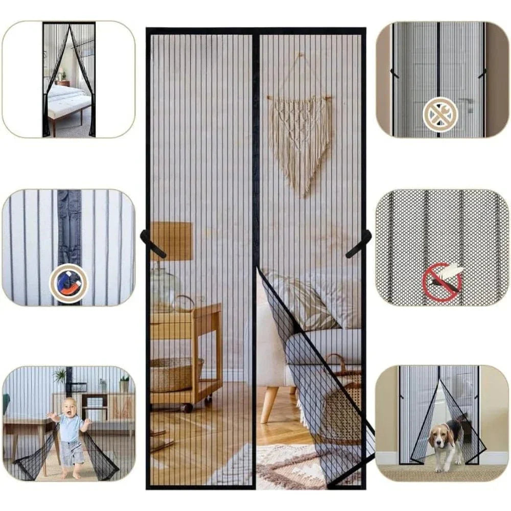 Griglia per porte | Tenda anti-insetti magnetica per porte | Chiusura magnetica automatica | BugBarrier