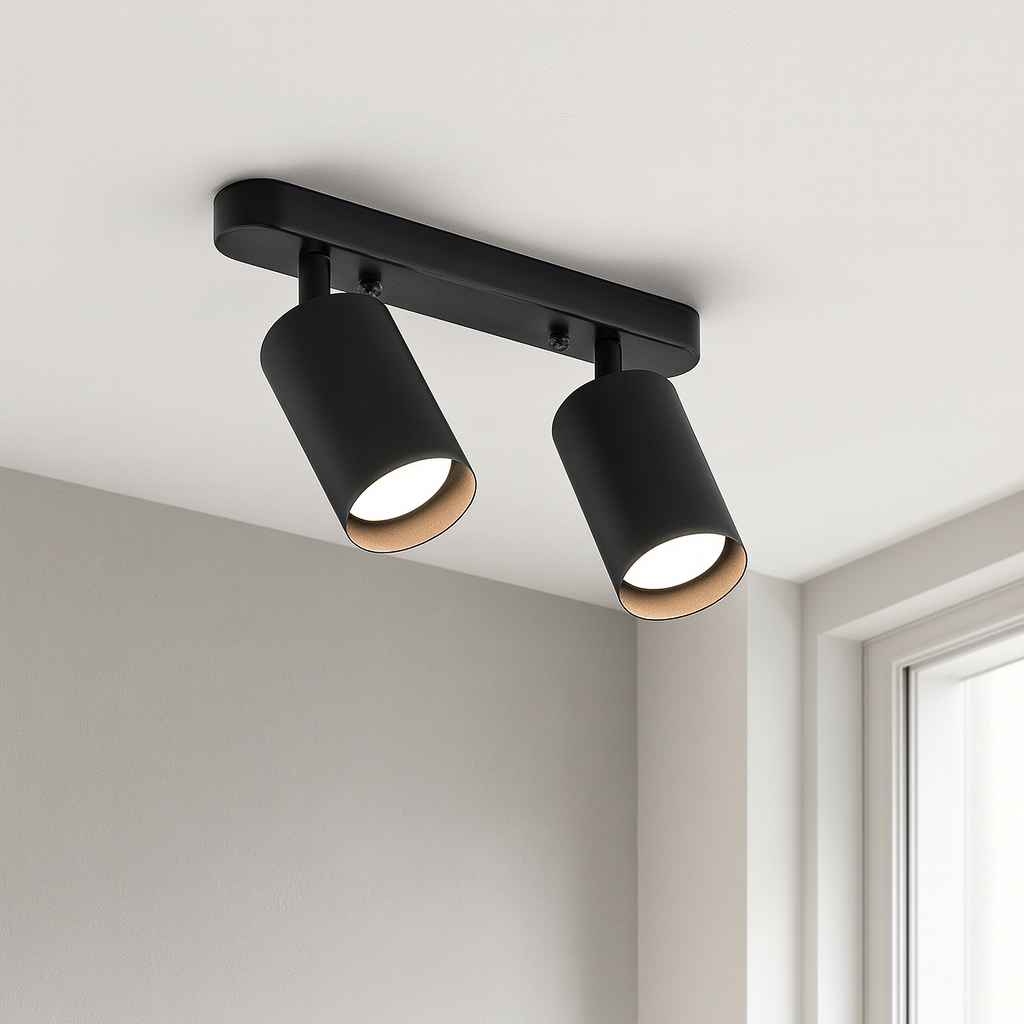 Lampada da soffitto TwinGlow Rotante – Faretto moderno a 2 teste regolabile