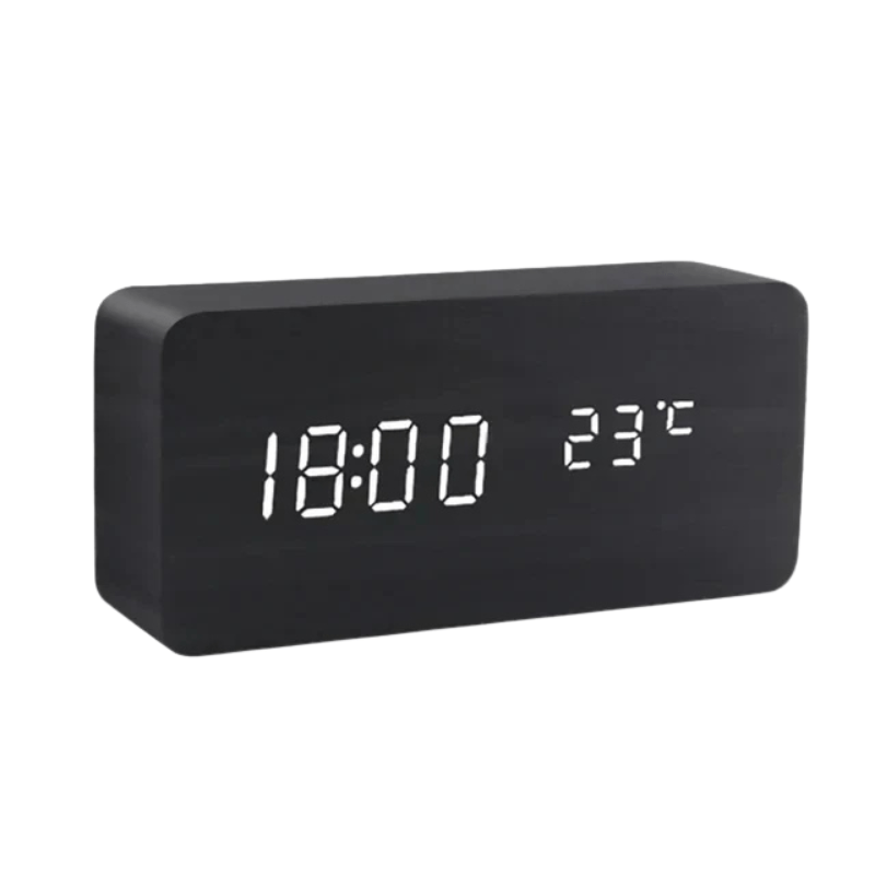 WOODSENSE – Orologio in legno LED con controllo vocale per una visualizzazione elegante del tempo