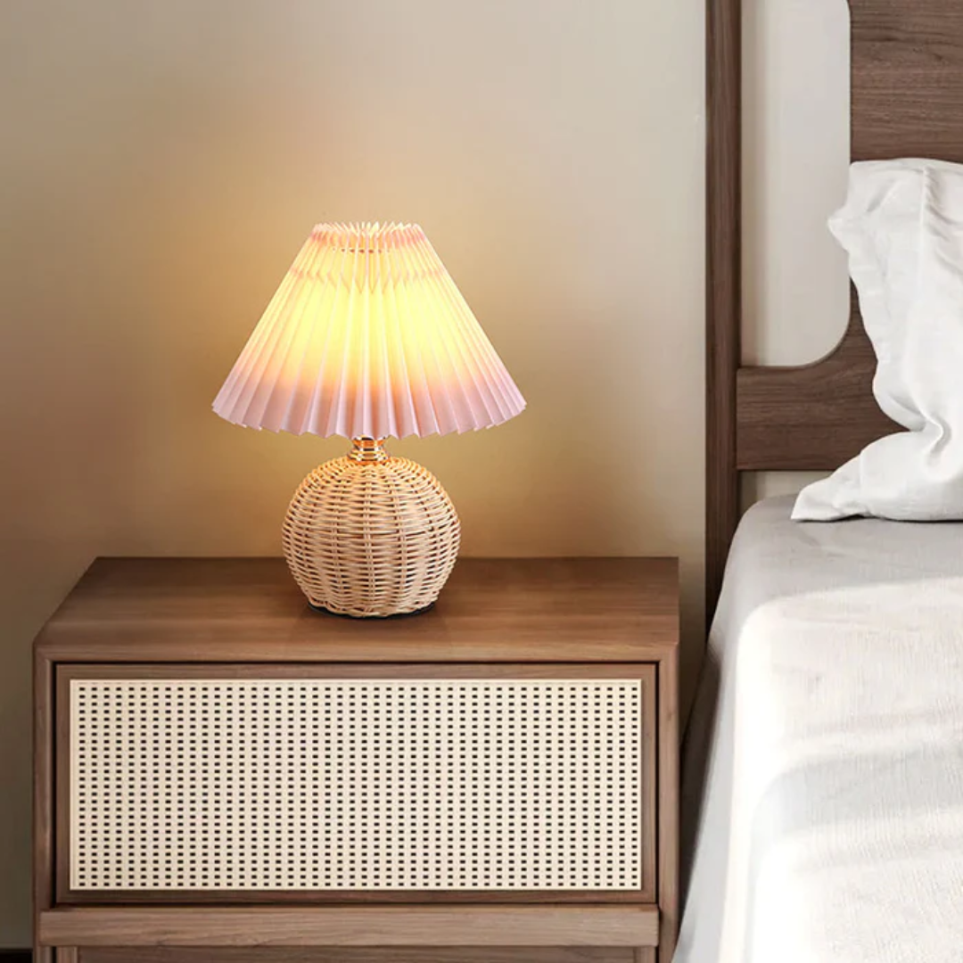 Lampada da Tavolo Moderna con Paralume Pieghettato Bianco