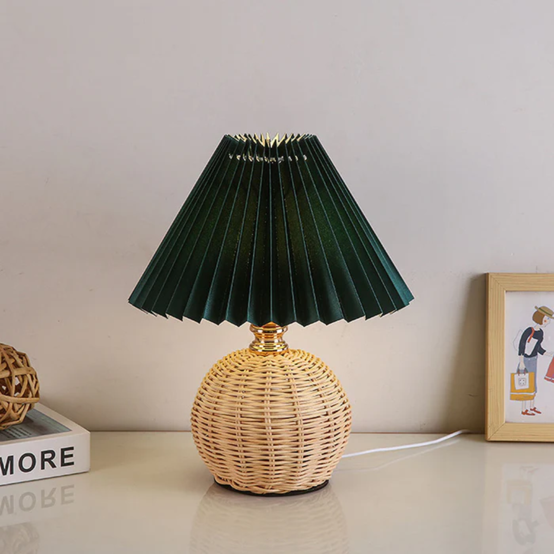 Lampada da Tavolo Moderna con Paralume Pieghettato Bianco