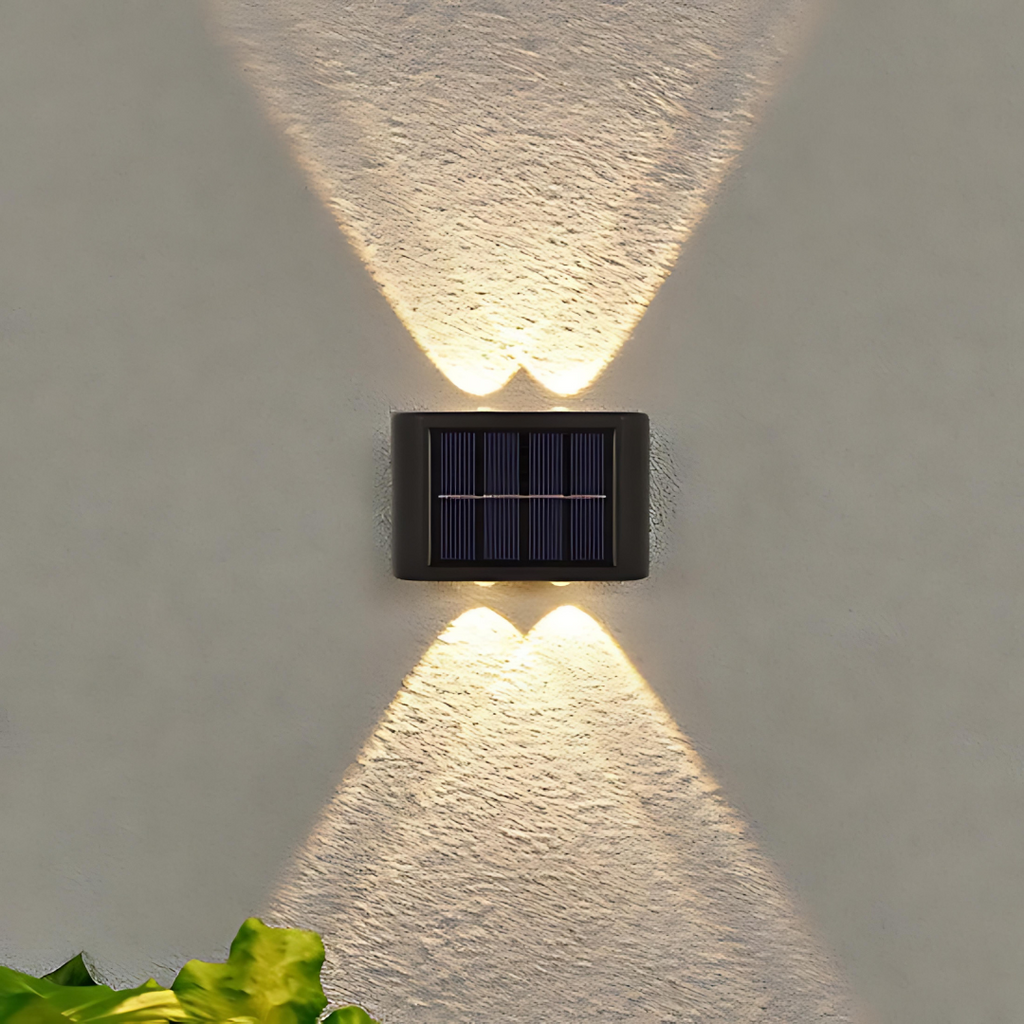 Sandsberg | Lampada da parete esterna a LED solare | Sensore di movimento con illuminazione Up e Down | Nero