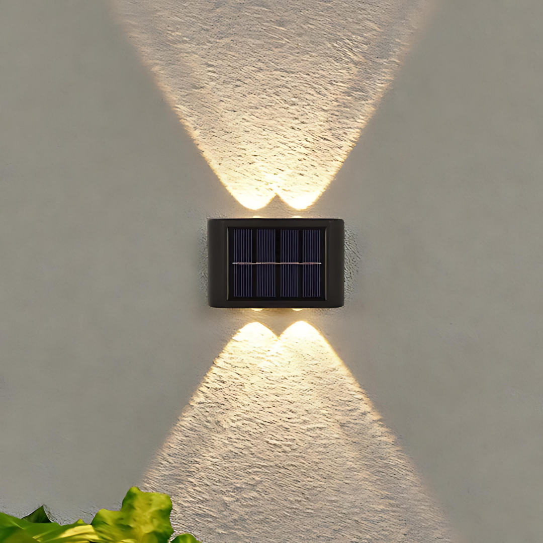 Sandsberg | Lampada da parete esterna a LED solare | Sensore di movimento con illuminazione Up e Down | Nero
