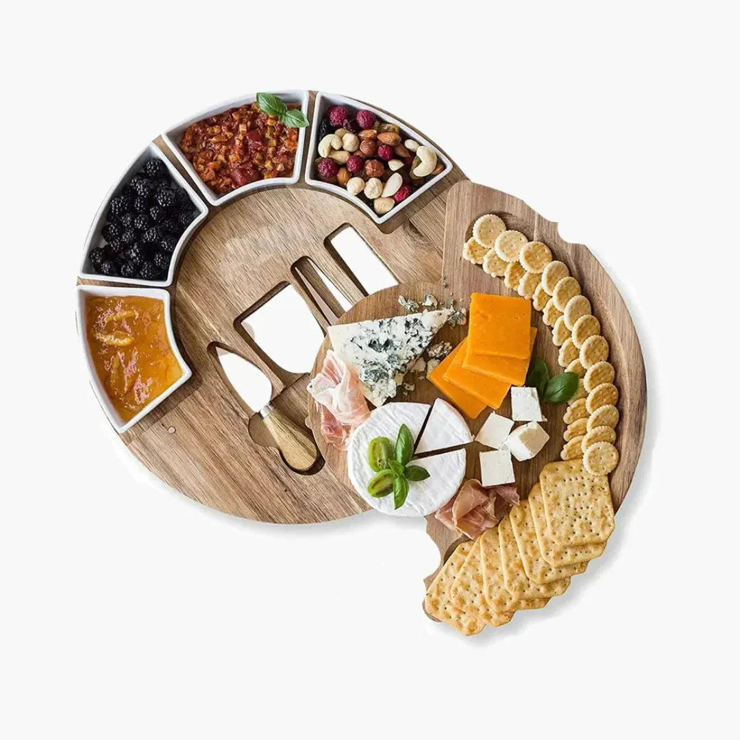Plankora – Elegante Tagliere e Set di Coltelli per Presentazioni Festive