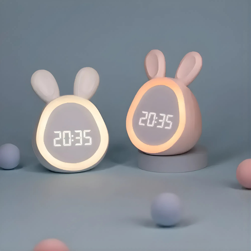 Orologio Digitale a Sveglia a Forma di Coniglio con Luce Notturna