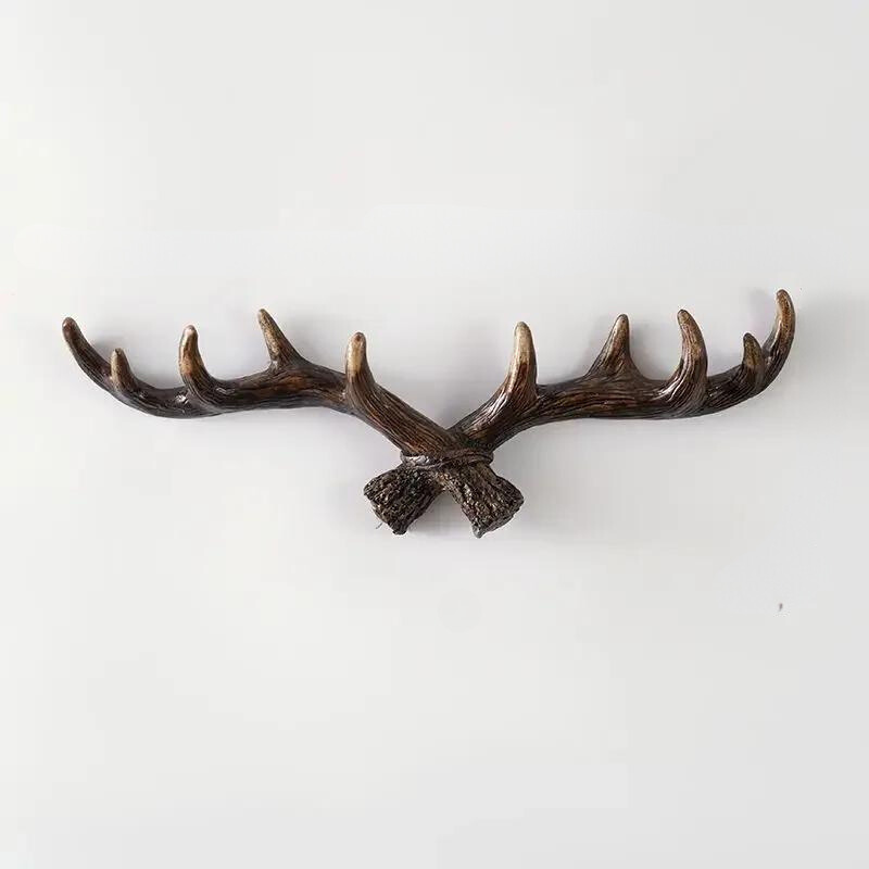 Gancio da Parete in Corno Vintage, Appendiabiti Rustico