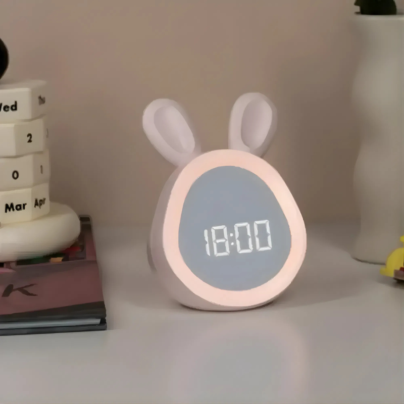 Orologio Digitale a Sveglia a Forma di Coniglio con Luce Notturna