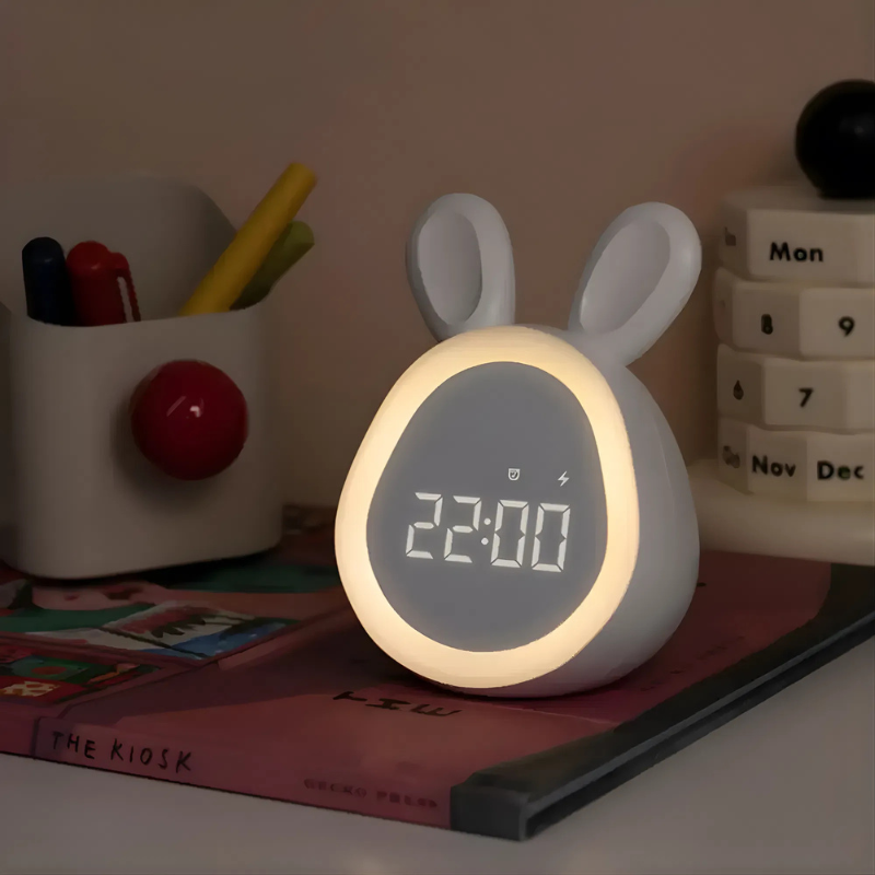 Orologio Digitale a Sveglia a Forma di Coniglio con Luce Notturna