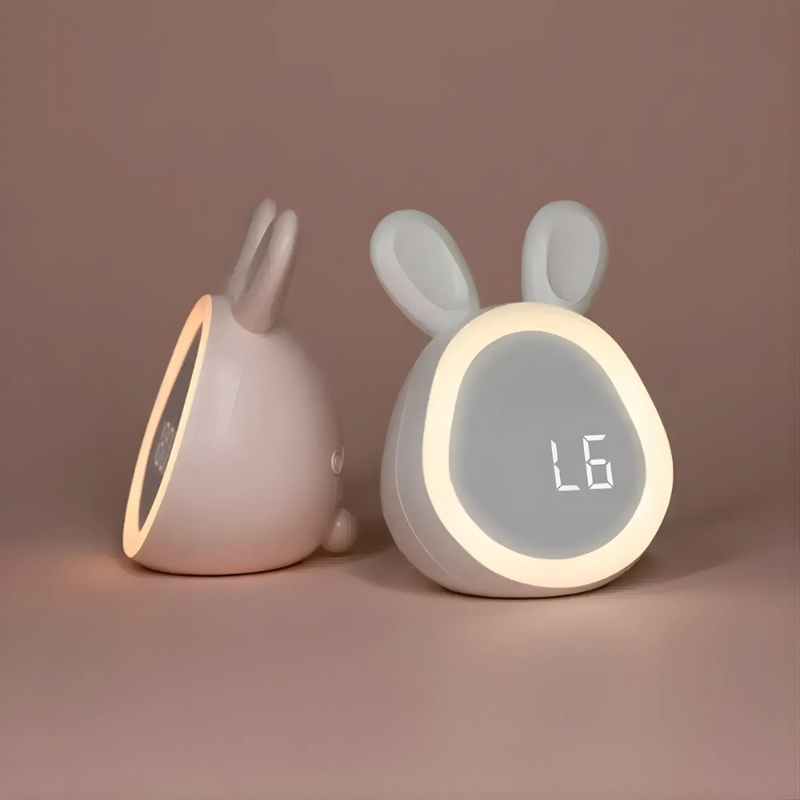 Orologio Digitale a Sveglia a Forma di Coniglio con Luce Notturna