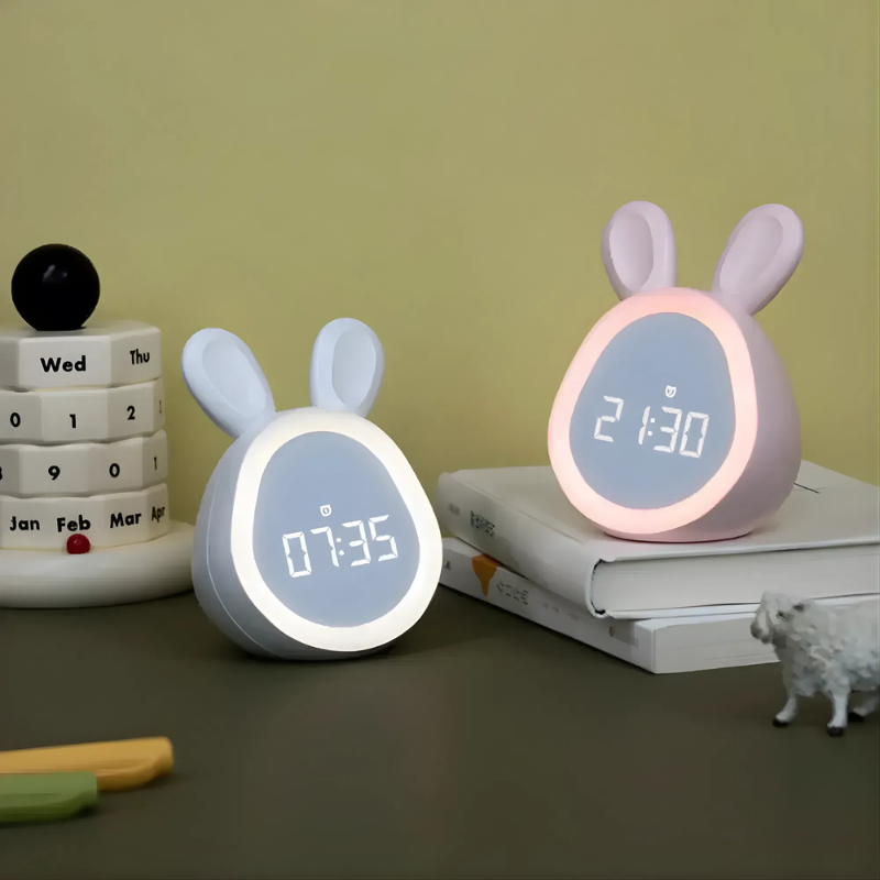 Orologio Digitale a Sveglia a Forma di Coniglio con Luce Notturna