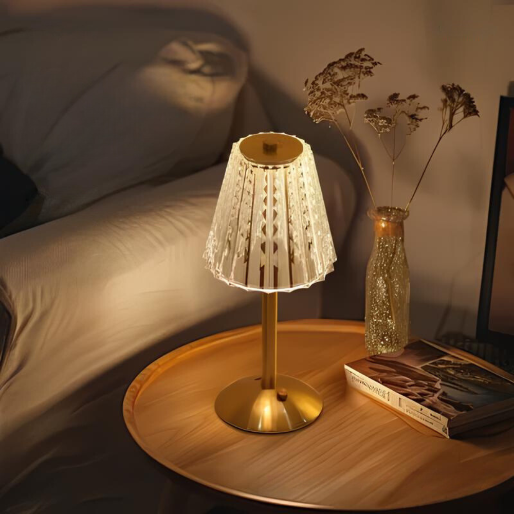 Lampada da tavolo in cristallo dorato - Aurora Luxe