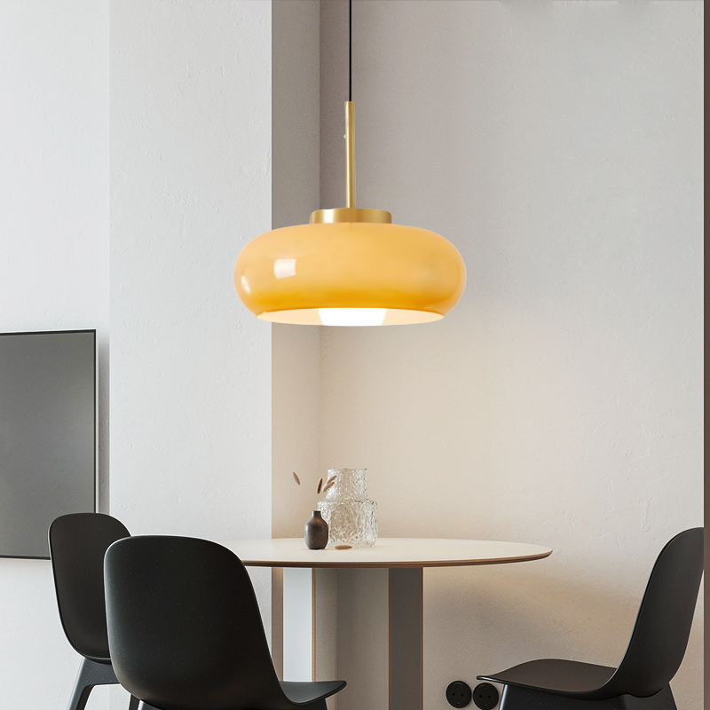 Lampadario Moderno in Rame e Vetro