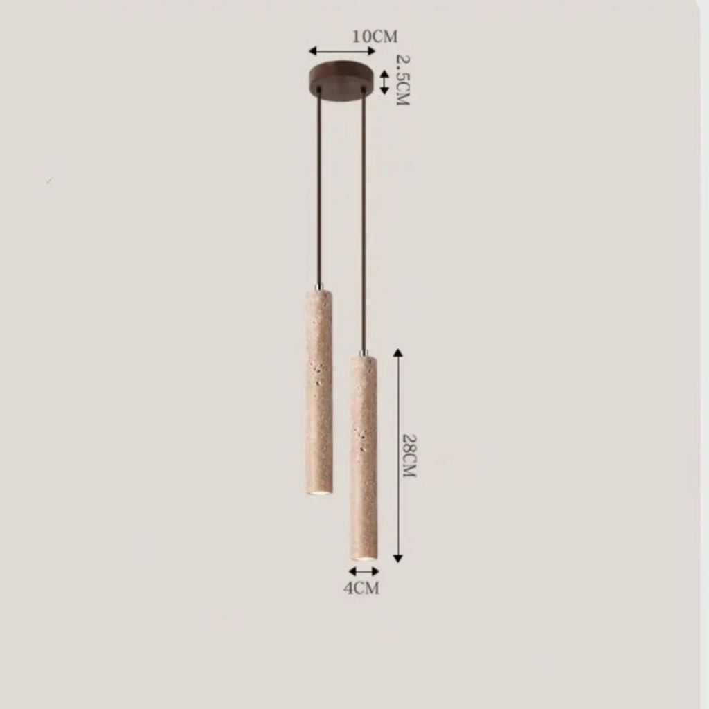 Lampadario LED in stile Wabi-Sabi minimalista in travertino - LumoLine