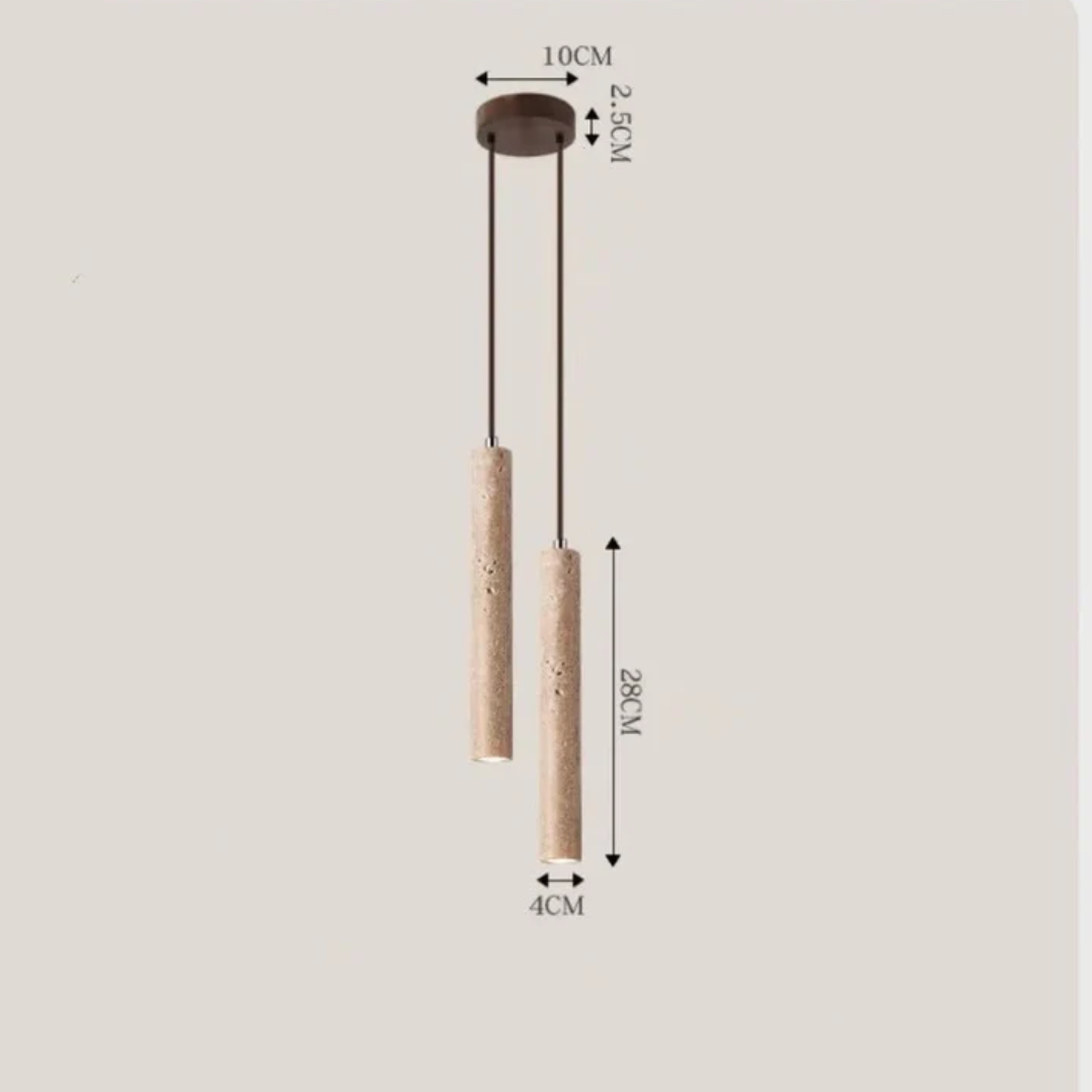 Lampadario LED in stile Wabi-Sabi minimalista in travertino - LumoLine
