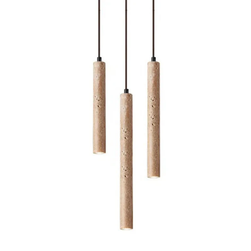 Lampadario LED in stile Wabi-Sabi minimalista in travertino - LumoLine