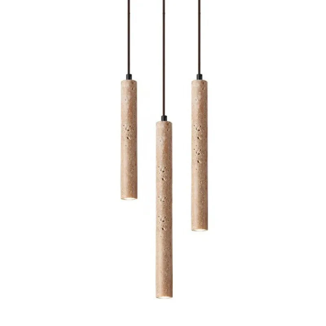 Lampadario LED in stile Wabi-Sabi minimalista in travertino - LumoLine