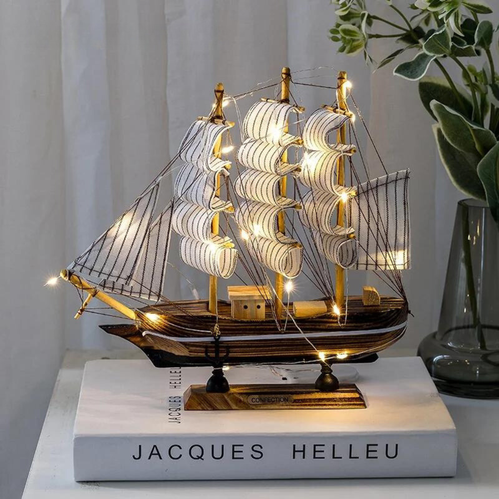 Royaleva Nordic Scultura in Legno a Vela - Decorazione Illuminata a LED, a Batteria