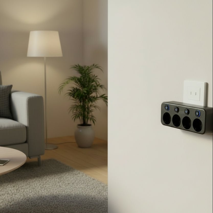 CURRENTIX – Ciabatta compatta a 4 prese con funzione di ricarica USB e sicura chiusura