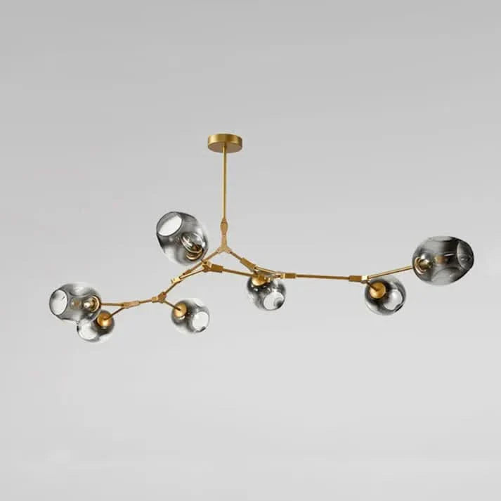 Lampadario Sputnik in Vetro a Bolle Biforcato