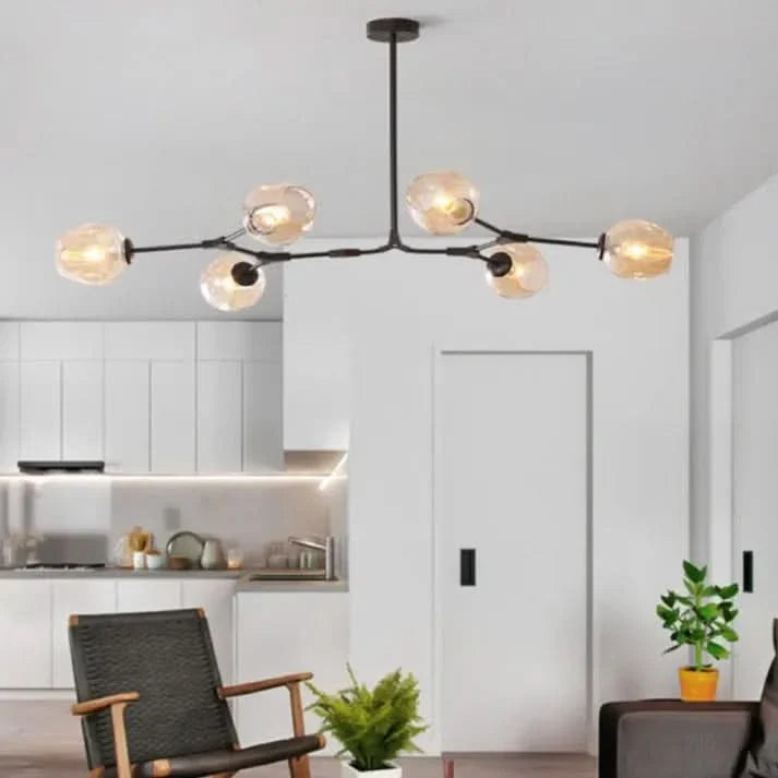 Lampadario Sputnik in Vetro a Bolle Biforcato