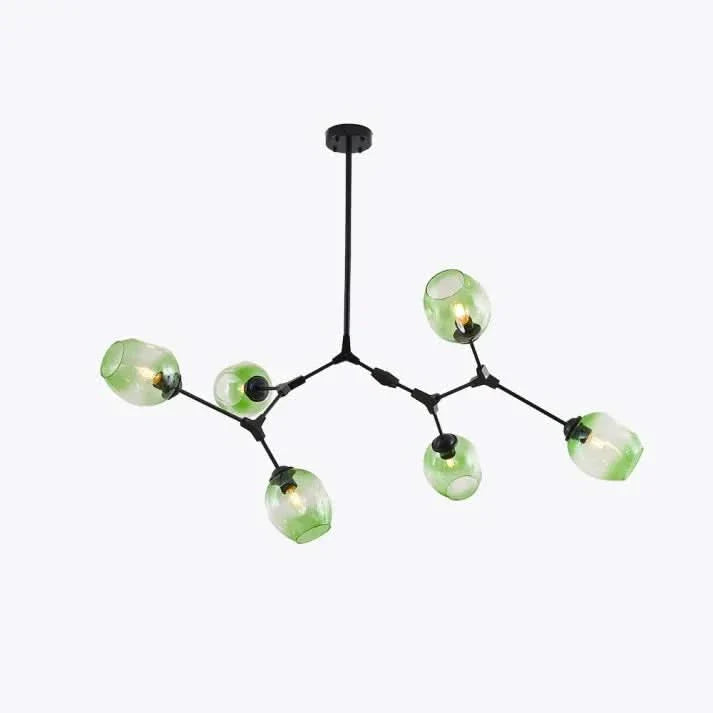 Lampadario Sputnik in Vetro a Bolle Biforcato