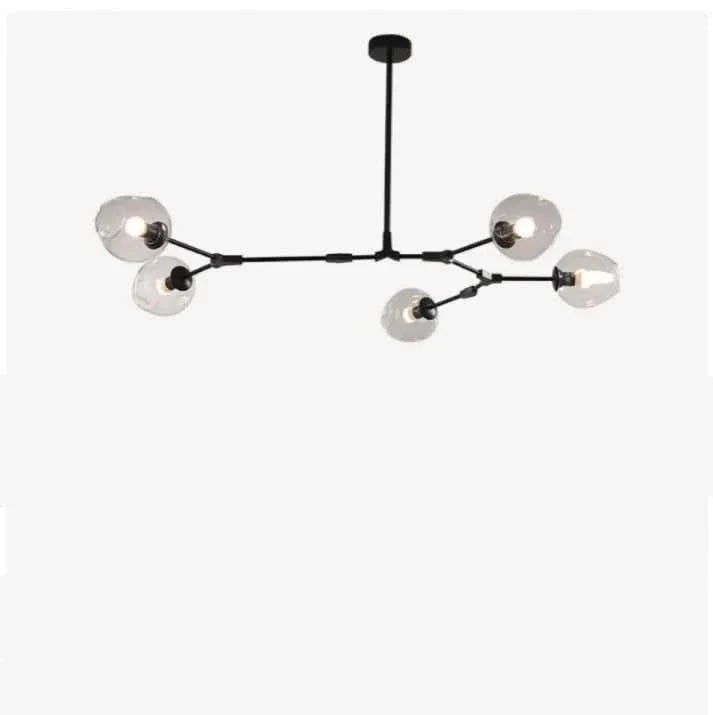 Lampadario Sputnik in Vetro a Bolle Biforcato
