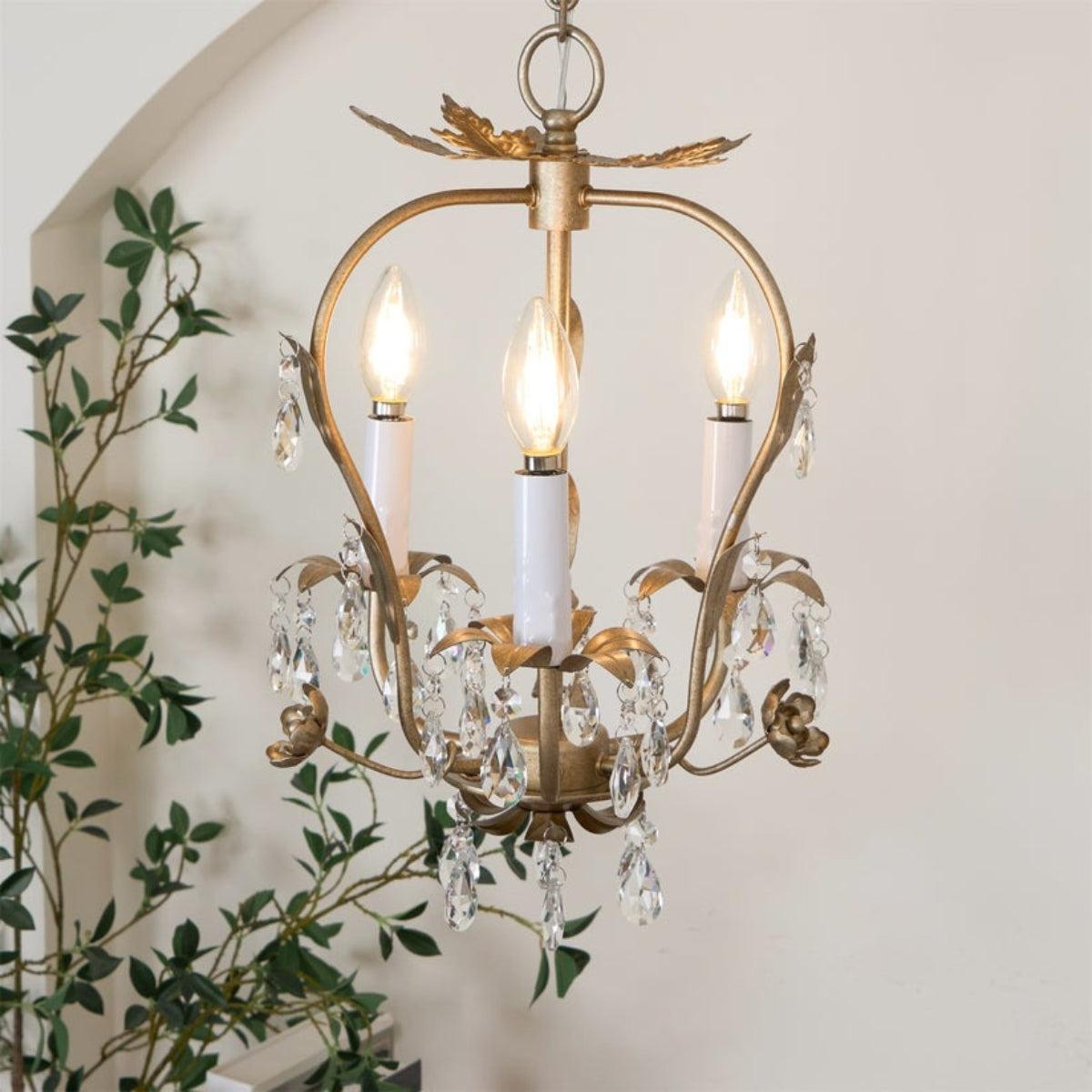 Lampadario Mini Cristallo Vintage con Candele