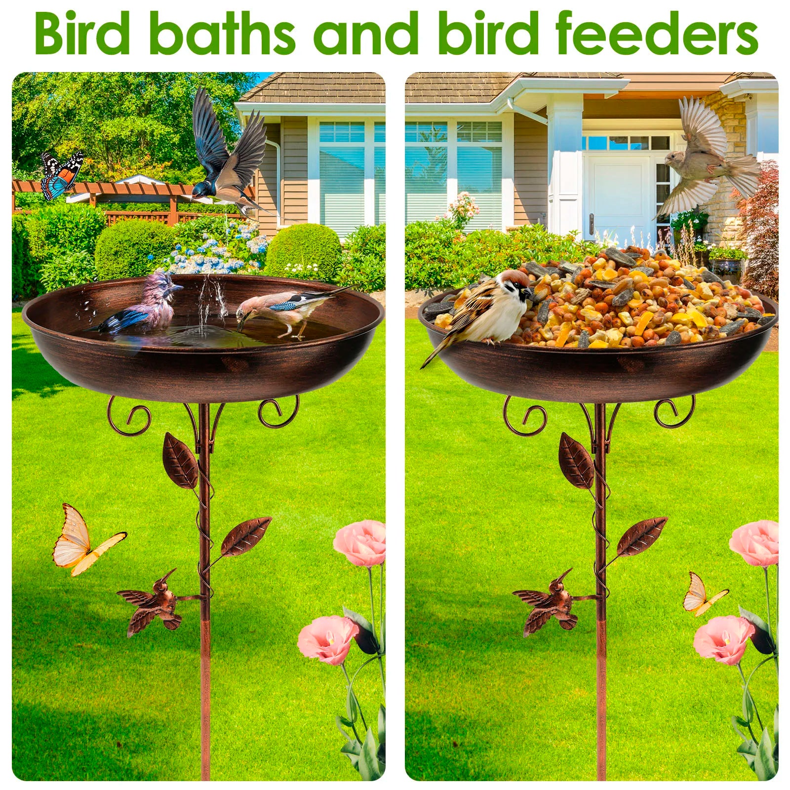 Vogelbad | Con supporto | Ciotola in metallo robusta | BirdHaven