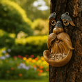 Casa per uccelli faccia di albero in resina | Resistente alle intemperie | Stazione di alimentazione | TreeSpirit