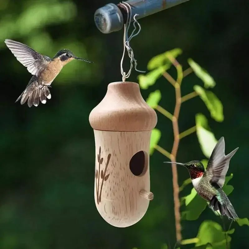 Casa per uccelli in legno appesa set da 3 | Motivi incisi | Nido da giardino | BirchHaven