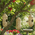 Casa per uccelli in legno appesa set da 3 | Motivi incisi | Nido da giardino | BirchHaven