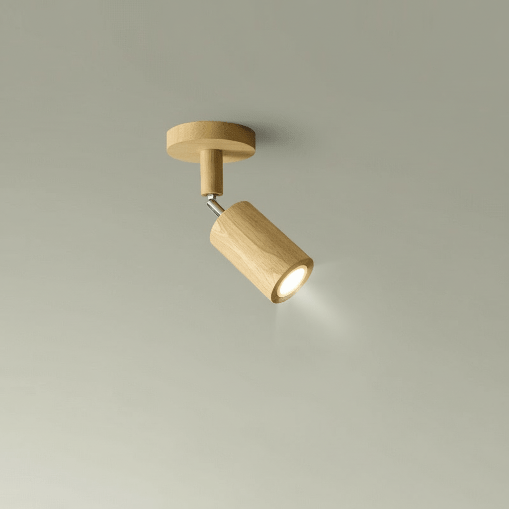Lampada da soffitto LED in legno massello regolabile
