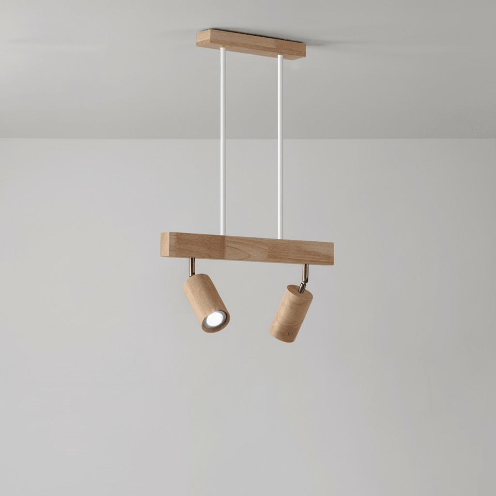 Lampada da soffitto LED in legno massello regolabile