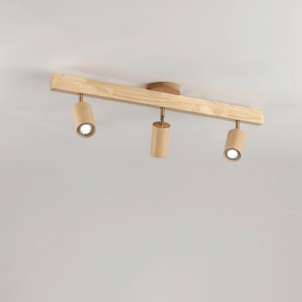 Lampada da soffitto LED in legno massello regolabile