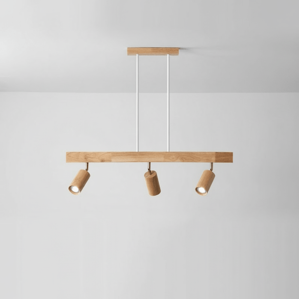 Lampada da soffitto LED in legno massello regolabile
