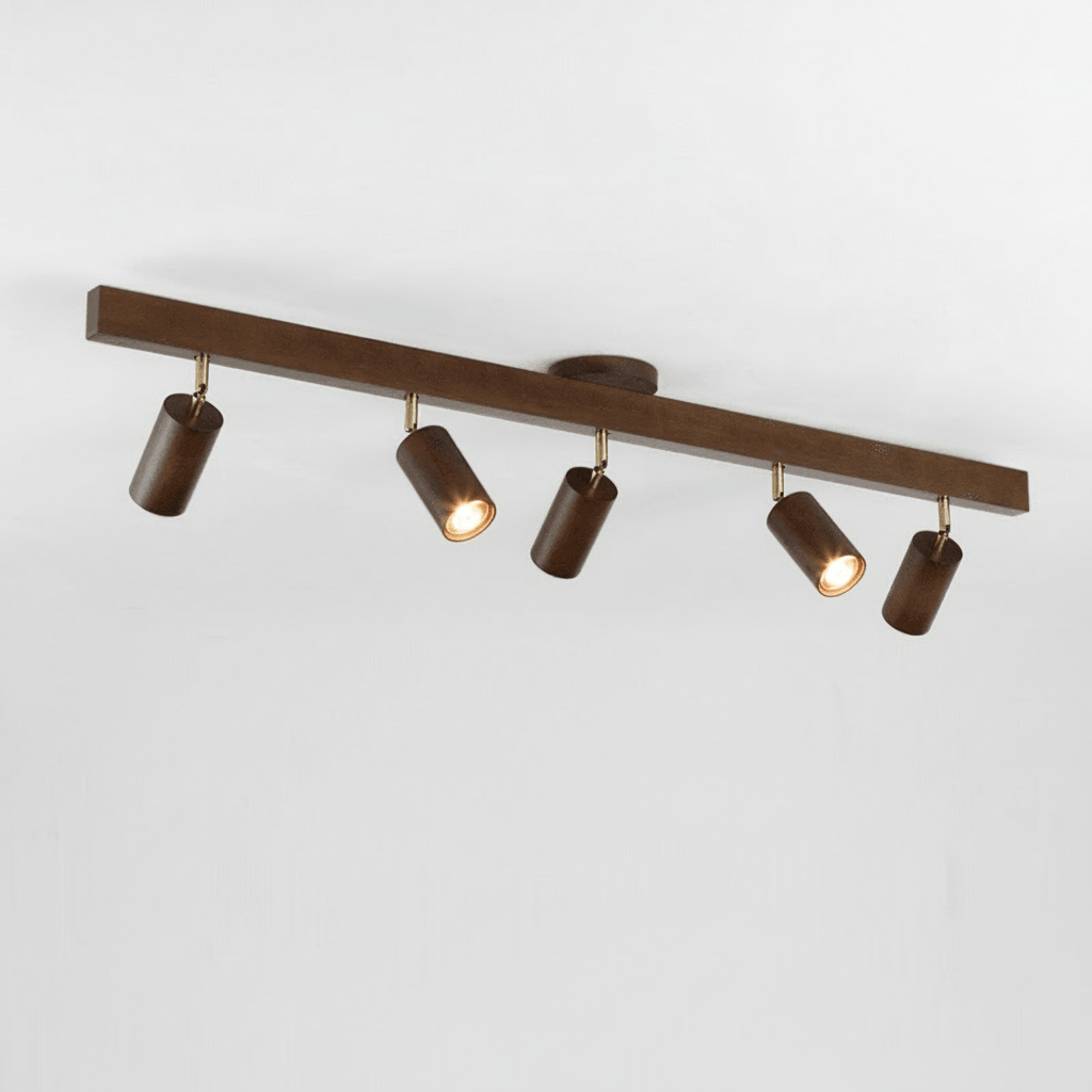 Lampada da soffitto LED in legno massello regolabile