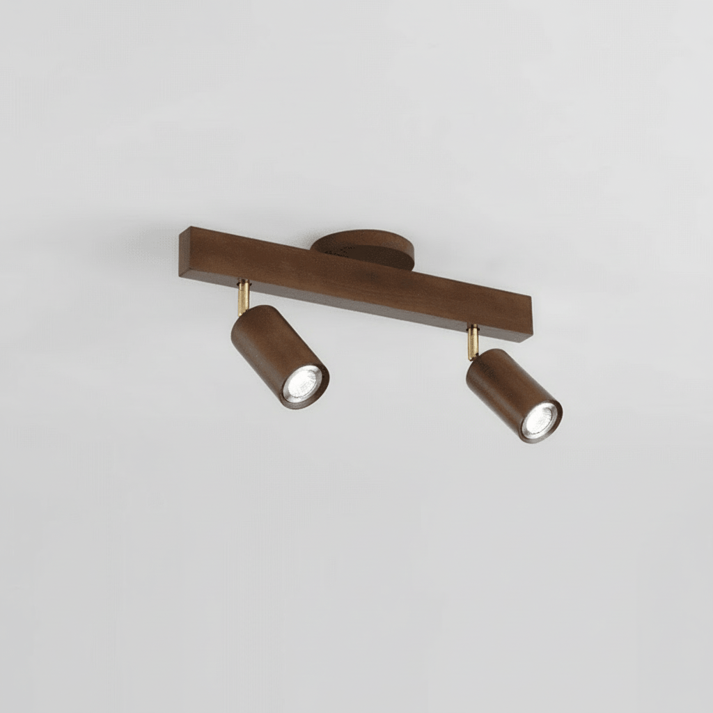 Lampada da soffitto LED in legno massello regolabile