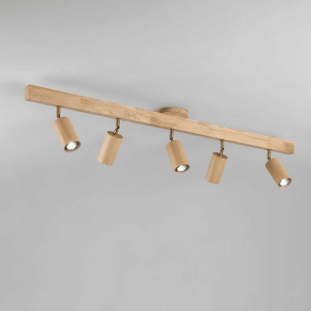 Lampada da soffitto LED in legno massello regolabile