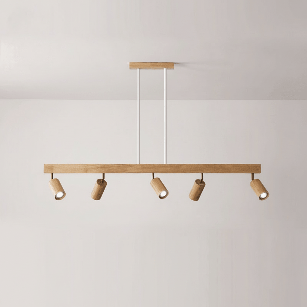 Lampada da soffitto LED in legno massello regolabile