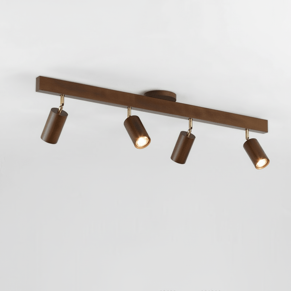 Lampada da soffitto LED in legno massello regolabile