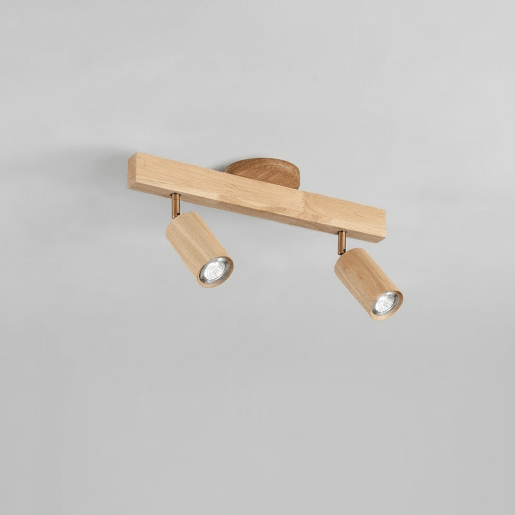 Lampada da soffitto LED in legno massello regolabile