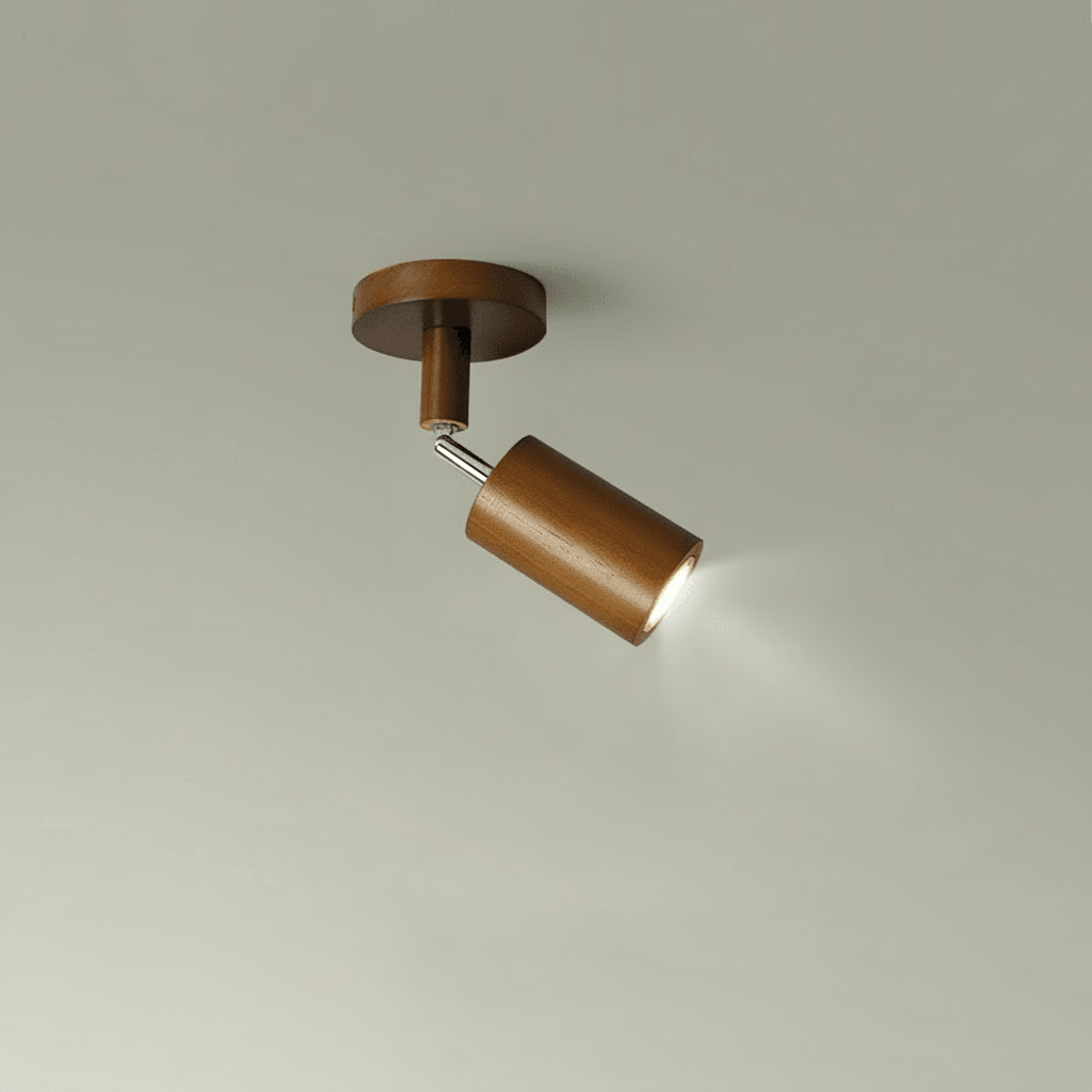 Lampada da soffitto LED in legno massello regolabile