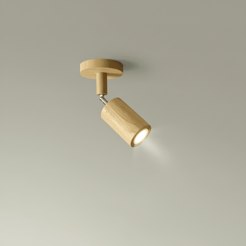 Lampada da soffitto LED in legno massello regolabile