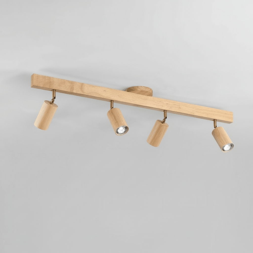 Lampada da soffitto LED in legno massello regolabile