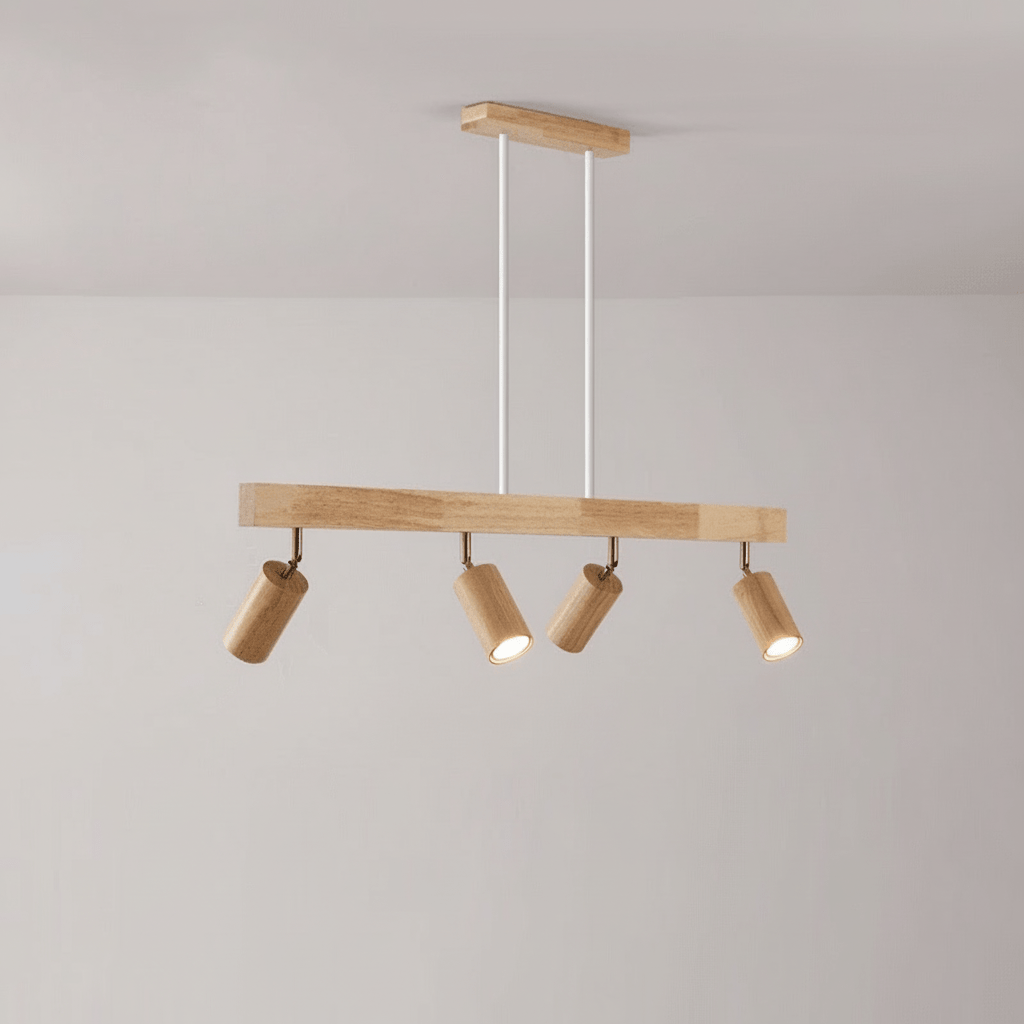 Lampada da soffitto LED in legno massello regolabile