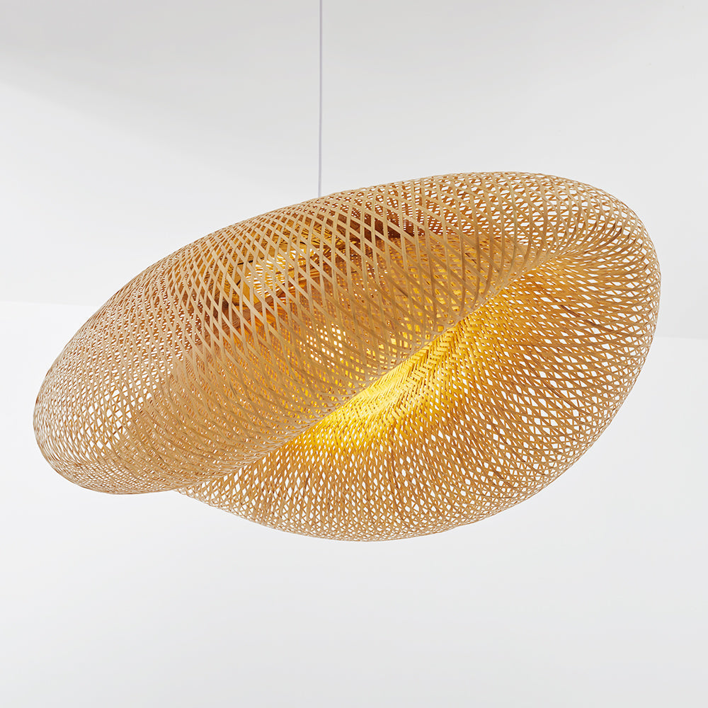 Lampada a sospensione GarduruBamboo | Lampada a sospensione naturale | Illuminazione artigianale per soggiorno e sala da pranzo