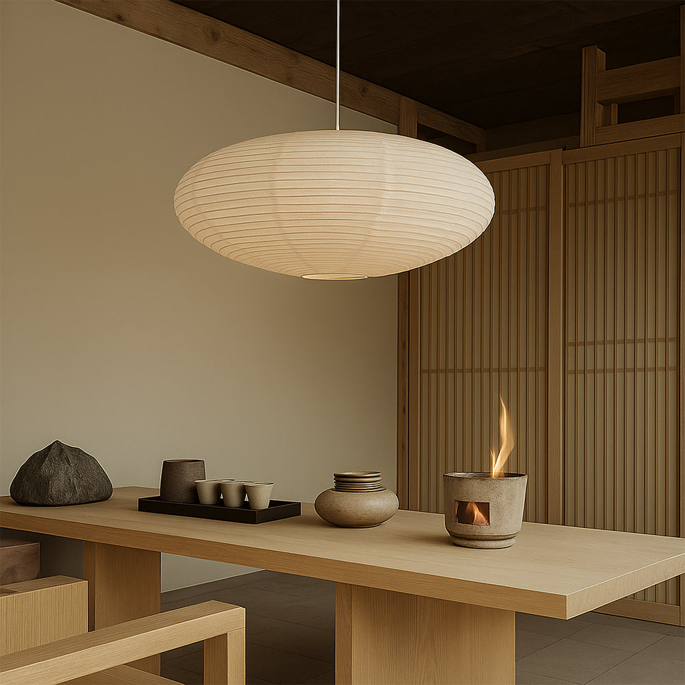 Wysalune | Lampada a Sospensione in Carta di Cotone Giapponese Wabi-Sabi