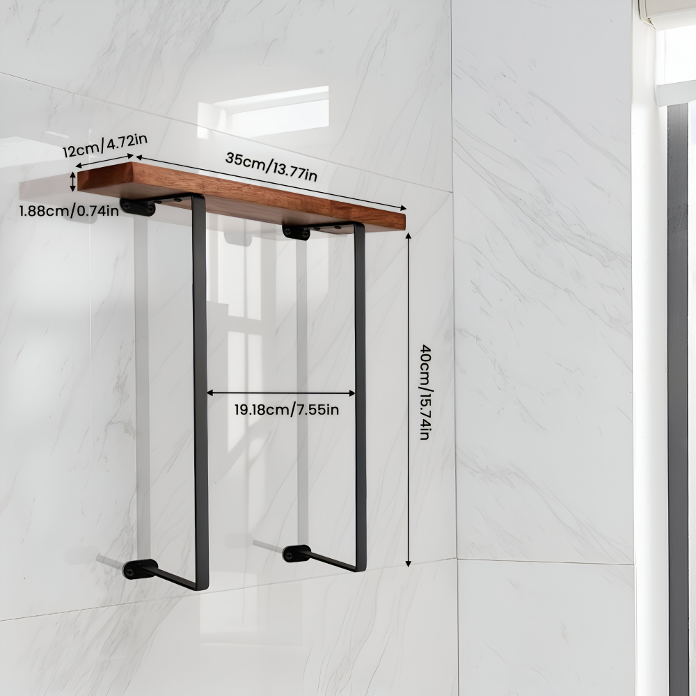 WoodRail Duo – Elegante Porta Asciugamani Doppio da Parete in Legno e Metallo